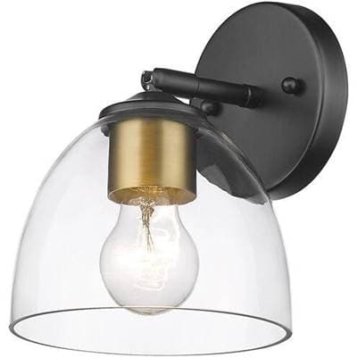 Golden Lighting Roxie 1-light Wall Sconce in Matte Black and Brushed Champagne Brass Accents -...