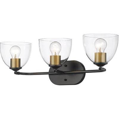 Golden Lighting Roxie 3-light Vanity in Matte Black and Brushed Champagne Brass Accents - Matteblack by Golden Lighting