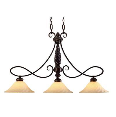Wry Lighting Torbellino 3-light Island Light in Cordoban Bronze and Remolino Glass