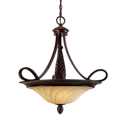 Golden Lighting Wry Lighting Torbellino 3-light Pendant in Cordoban Bronze and Remolino Glass -... by Golden Lighting