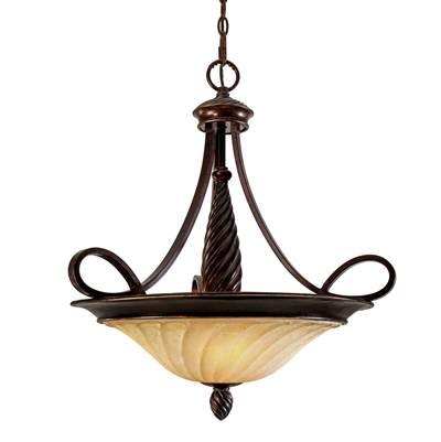 Wry Lighting Torbellino 3-light Pendant in Cordoban Bronze and Remolino Glass