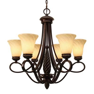 Wry Lighting Torbellino 6-light Chandelier in Cordoban Bronze by Golden Lighting