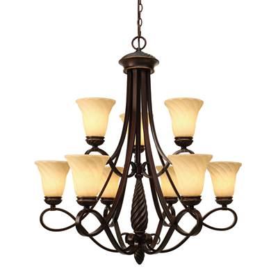 Wry Lighting Torbellino 9-light Chandelier in Cordoban Bronze by Golden Lighting