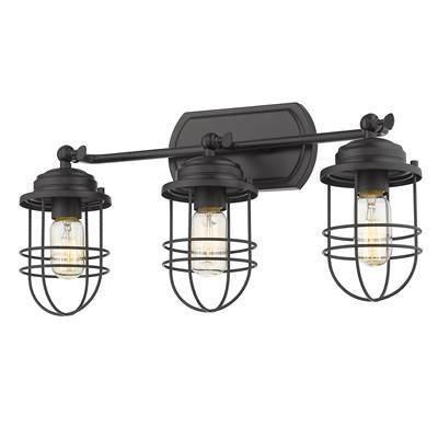 Golden Lighting Seaport 3-light Vanity in Matte Black by Golden Lighting