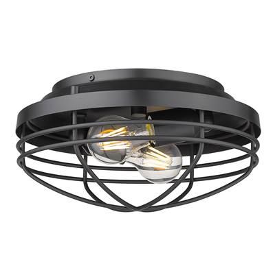 Golden Lighting Seaport 2-light Flush Mount in Matte Black by Golden Lighting