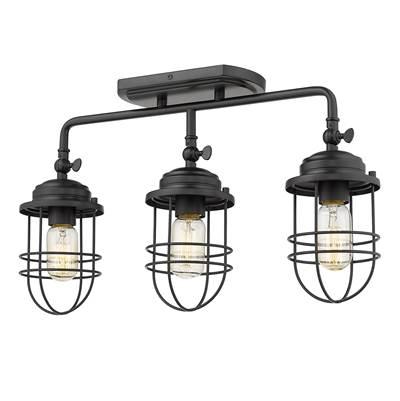 Golden Lighting Seaport 3-light Semi-Flush Mount in Matte Black by Golden Lighting