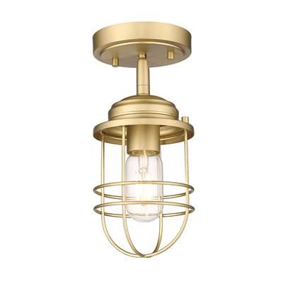 Golden Lighting Seaport 1-light Semi-Flush Mount in Brushed Champagne Brass