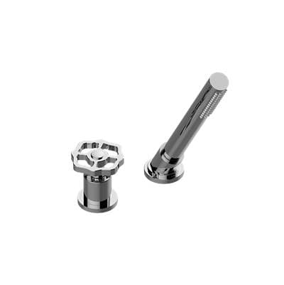 Graff Vintage Handshower and Diverter Set (Trim) - Polished Chrome With Black Accents