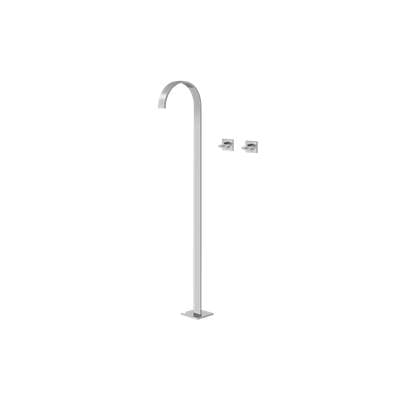 Graff Sade Floor-Mounted Vessel Filler W/Wall-Mounted Handles - Unfinished Brass by Graff