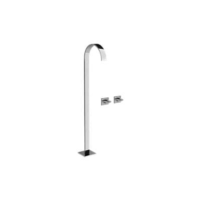 Graff Sade Floor-Mounted Tub Filler W/Wall-Mounted Handles - Unfinished Brass