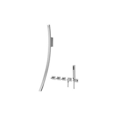 Graff Luna Wall-mounted Tub Filler W/wall-mounted Handles & Handshower Set - Brushed Brass Pvd