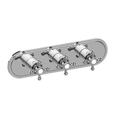 Graff Adley Traditional M-series Valve Trim with Three Handles (horizontal Orientation) - 24k...
