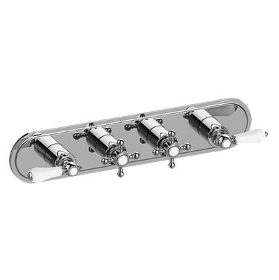 Graff Adley Traditional M-series Valve Trim with Four Handles (horizontal Orientation) - 24k Gold...