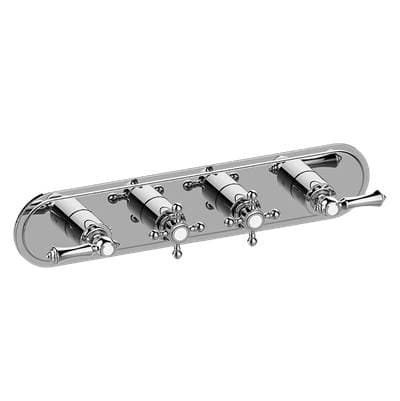 Graff Adley Traditional M-series Valve Trim with Four Handles (horizontal Orientation) - 24k Gold...