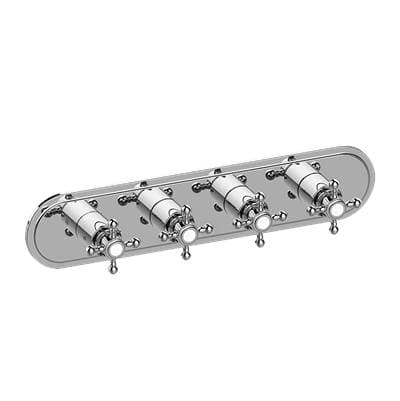 Graff Adley Traditional M-series Valve Trim with Four Handles (horizontal Orientation) - 24k Gold...