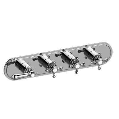 Graff Adley Traditional M-series Valve Trim with Four Handles (horizontal Orientation) - 24k Gold...