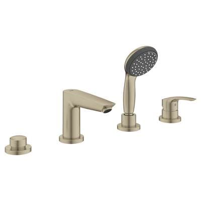 Grohe 4-Hole Single Handle Deck Mount Roman Tub Faucet with 1.75 GPM Hand Shower - Brushed Nickel by Grohe