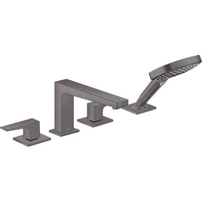 Hansgrohe Metropol 4-Hole Roman Tub Set Trim with Lever Handles and 1.75 GPM Handshower in -...