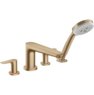 Hansgrohe Talis E 4-Hole Roman Tub Set Trim with 1.8 GPM Handshower - Brushed Bronze by Hansgrohe