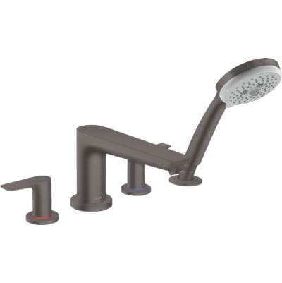 Hansgrohe Talis E 4-Hole Roman Tub Set Trim with 1.8 GPM Handshower - Brushed Black Chrome