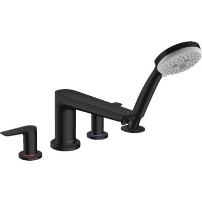 Hansgrohe Talis E 4-Hole Roman Tub Set Trim with 1.8 GPM Handshower - Matte Black