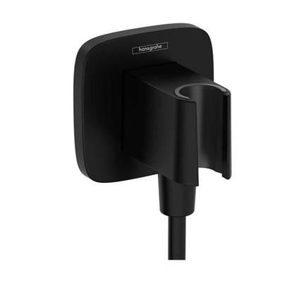 Hansgrohe Fixfit Q Wall Outlet with Handshower Holder in - Matte Black by Hansgrohe