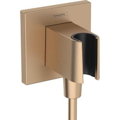 Hansgrohe Fixfit E Wall Outlet with Handshower Holder in - Brushed Bronze by Hansgrohe