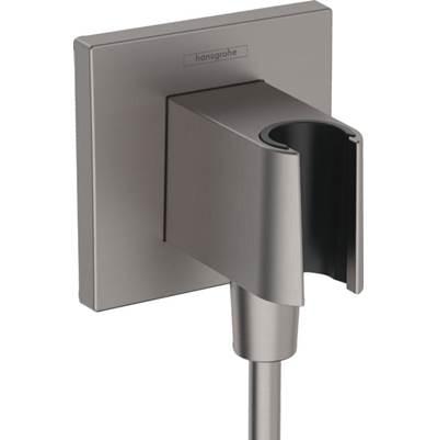Hansgrohe Fixfit E Wall Outlet with Handshower Holder in - Brushed Black Chrome by Hansgrohe