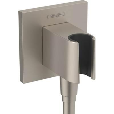 Hansgrohe Fixfit E Wall Outlet with Handshower Holder in - Brushed Nickel by Hansgrohe