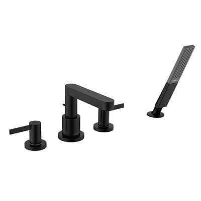 Hansgrohe Finoris 4-Hole Roman Tub Set Trim with 1.75 GPM Handshower - Matte Black