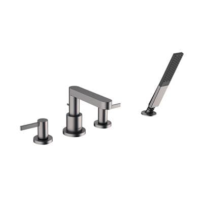 Hansgrohe Finoris 4-Hole Roman Tub Set Trim with 1.75 GPM Handshower - Brushed Black Chrome by Hansgrohe