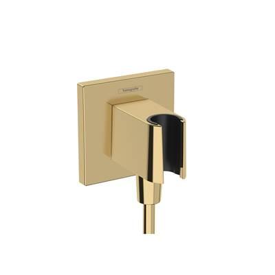 Hansgrohe Fixfit E Wall Outlet with Handshower Holder in - Polished Gold Optic by Hansgrohe