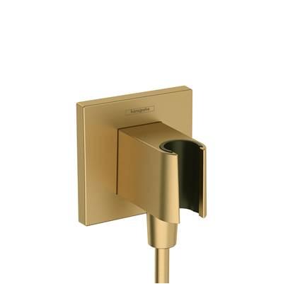Hansgrohe Fixfit E Wall Outlet with Handshower Holder in - Brushed Gold Optic by Hansgrohe