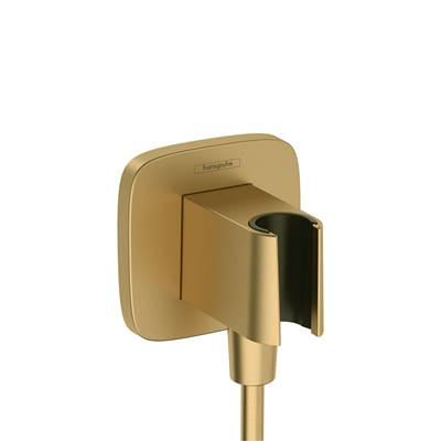 Hansgrohe Fixfit Q Wall Outlet with Handshower Holder in - Brushed Gold Optic by Hansgrohe