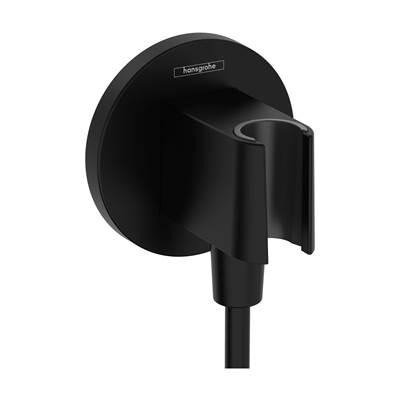 Hansgrohe Fixfit S Wall Outlet with Handshower Holder in - Matte Black by Hansgrohe