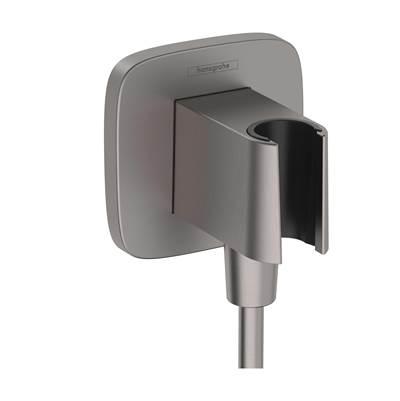 Hansgrohe Fixfit Q Wall Outlet with Handshower Holder in - Brushed Black Chrome
