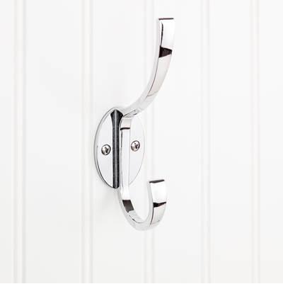 5-7/8'' Polished Chrome Flared Transitional Double Prong Wall Mounted Hook by Hardware Resources