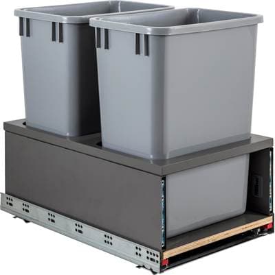 Hardware Resources Double 35 Quart Metal Drawer Box Soft-close Trashcan Pullout - Grey by Hardware Resources