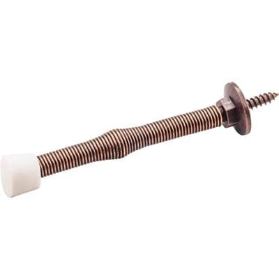 Hardware Resources 3'' Antique Copper Spring Door Stop with Rubber Tip - Distressed Oil Rubbed...