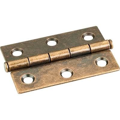 Hardware Resources Antique Brass 2-1/2'' X 1-11/16'' Single Full Swaged Butt Hinge - Brushed...