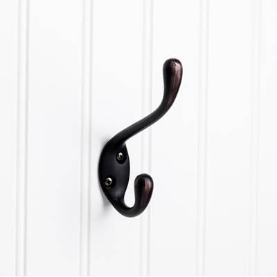 4-1/2'' Brushed Oil Rubbed Bronze Large Transitional Double Prong Wall Mounted Hook by Hardware Resources