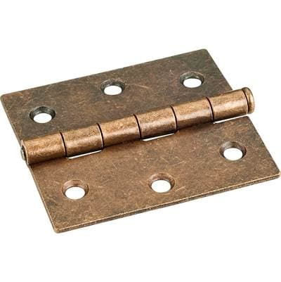 Hardware Resources Antique Brass 3'' X 2-3/4'' Single Full Swaged Butt Hinge - Brushed Antique Brass