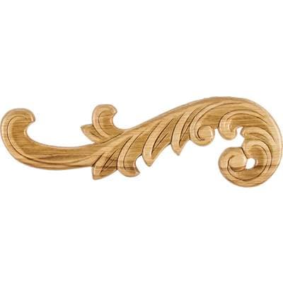 Hardware Resources 10-1/2'' W X 5/16'' D X 3-1/4'' H Left Curved Pressed Rubberwood Acanthus... by Hardware Resources