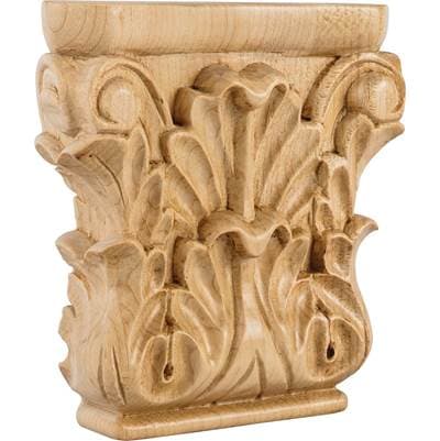 Hardware Resources 4-3/4'' W X 1-1/4'' D X 4-3/4'' H Alder Acanthus Capital by Hardware Resources