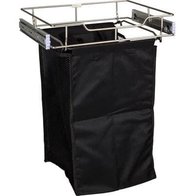 Hardware Resources Dark Bronze 14'' Deep Pullout Canvas Hamper with Removable Laundry Bag - Dark...