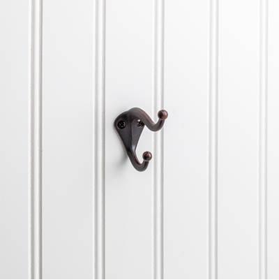 2-5/16'' Brushed Oil Rubbed Bronze Traditional Double Prong Ball End Wall Mounted Utility Hook by Hardware Resources