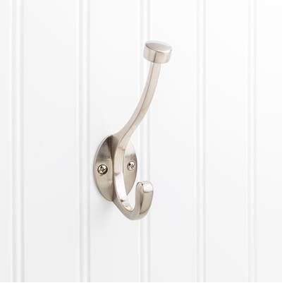 5-1/2'' Satin Nickel Pilltop Double Prong Wall Mounted Hook by Hardware Resources