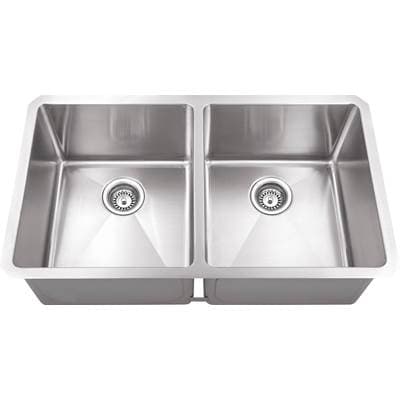 Hardware Resources 32'' L X 19'' W X 10'' D Undermount 16 Gauge Handmade Stainless Steel 50/50... by Hardware Resources