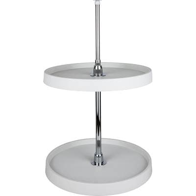Hardware Resources 18'' Round Two-shelf Plastic Lazy Susan Set with Chrome Hubs - White