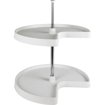 Hardware Resources 24'' Kidney Two-shelf Plastic Lazy Susan Set - White